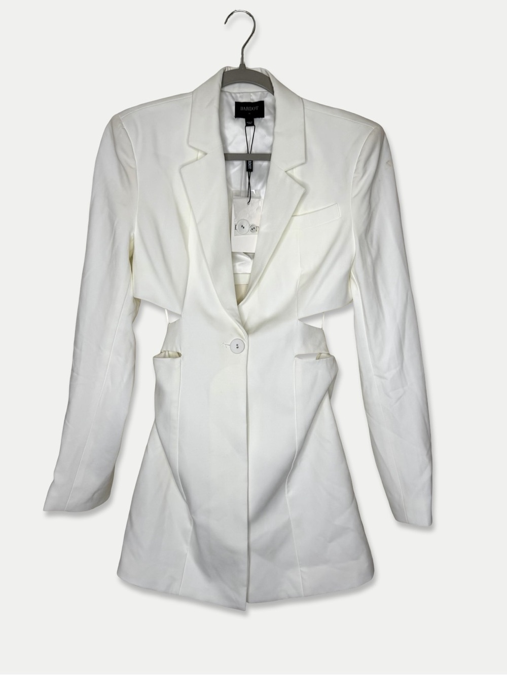Bardot Tribeca Blazer XS Orchid White Cutout Longline NWT with flaws